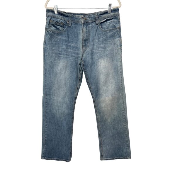 Flypaper Bootcut  Jeans Size 34x32 Denim Blue Light Wash Cotton Blend Classic - Picture 1 of 10